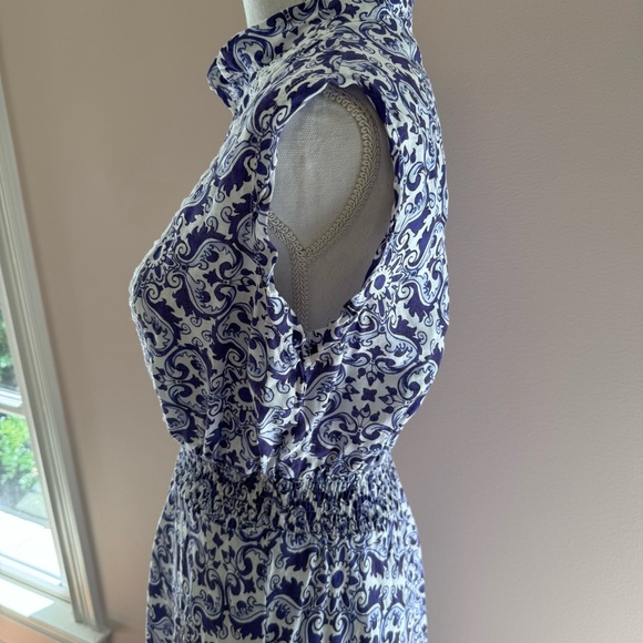 Temptation Positano Ieranto Dress Ceramica Blue Linen Size Medium - Picture 5 of 13